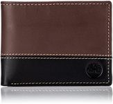 Timberland mens Leather Passcase Trifold Wallet Hybrid, Brown/Black, One Size