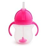 Munchkin Click Lock Tip & Sip Straw Cup, Baby & Toddler Sippy Cups with Straw, BPA Free Non Spill Cup,Weighted Straw Childrens Cups, Baby Bottle, Trainer Cup (7 oz/207 ml, Pink)