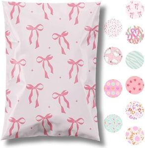 Pretty Package Store 14.5x19 Designer Poly Mailer 100 Pack Heavy Duty Waterproof Self Seal Shipping Bags for Small Business Large Mailing Envelopes Bulk Tear Resistant Packaging Pink Bows Coquette