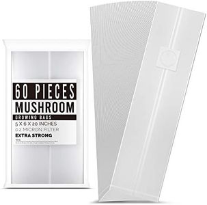 LOSTRONAUT Mushroom Grow Bags - 60 Pack Extra Strong & Large Grow Bags, Autoclave Bags with 2 Micron Fiber for Mushroom Growing, Mushroom Spawn Bag, CO2 Bag, Mushroom Growing Kit & Gardening Supplies