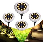 GEEDIAR Solar Garden Lights - 8 LEDs 4 Packs Solar Ground Lights for Outdoor Garden Solar Decking Lights IP65 Waterproof Path Lights Solar Powered for Lawn Pathway Garden - Warm White