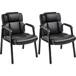 Yaheetech Office Guest Reception Chairs Faux Leather Executive Meeting Chairs with Extra-wide Seat, Sturdy Metal Legs, Set of 2, Black