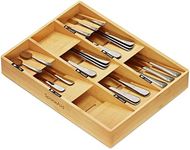 SpaceAid Bamboo Silverware Drawer Organizer with Labels, Kitchen Utensil Tray Holder Organizer for Flatware, Cutlery, Spoon and Knives Drawer Storage Organization (Natural, 9 Slots)