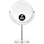 MIYADIVA 30X Magnifying makeup mirror, Double Sided 1X & 30X magnifying mirror with stand, Shaving Bathroom mirror Free Standing,Tabletop Vanity Mirror with 360°Rotation for Bathroom or Bedroom