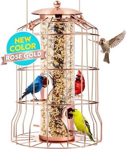 Gray Bunny Squirrel Proof Bird Feeder for Outdoors Hanging (Rose)
