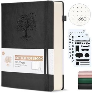 Bullet Dotted Journal Notebook, 360 Numbered Pages Dot Grid Notebooks 8.5 x 11, 100gsm Dot Paper Thick Hardcover Leather Journals for Writing Women Men, A4 Large Bullet Dotted Notebooks for Work Black