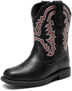 DREAM PAIRS Little Boys Girls Kids Cowboy Boots Western Square Toe Riding Mid Calf Boots Sdbo2307K Black Size 13 Little Kid