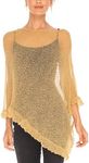 SHU-SHI Women’s Sheer Knit Poncho Shrug Lightweight Asymmetrical Ruffle Wrap Dressy Summer Shawl Cover Up Top