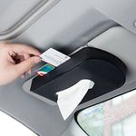 Mr.Ho Luxury Black Leather Car Visor Tissue Holder Mount, Hanging Tissue Holder Case for Car Seat Back, Multi-use Paper Towel Cover Case with One Tissue Refill for Car & Truck Decoration