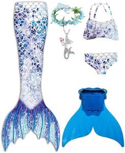 Zentaifan Mermaid Tail for Swimming for Girls Boys and Kids with Monofin Princess Mermaid Tail Swimsuit for 3-12 Years Old, Pattern-nineteen, 3-4T