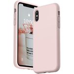 SURPHY Silicone Case for iPhone X iPhone Xs Case, Liquid Silicone Protective Phone Case Cover (Full Body, Soft Case with Microfiber Lining) Compatible with iPhone X XS 5.8" (Pink Sand)