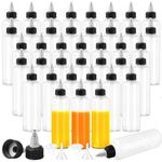 40 Pcs Squeeze Bottle Refillable, 2 oz Round Dispensing Bottles with Twist Top Cap and Funnel,Empty Plastic Bottle for Crafts, Kitchen, Household