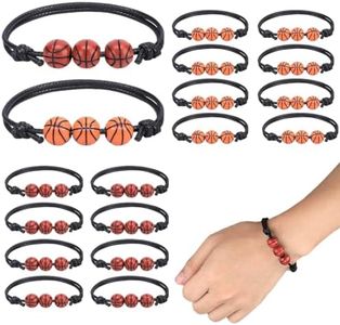 NHPY 16 Piezas de Baloncesto del Muchacho del Deporte del Encanto Pulseras con Cuentas de Baloncesto Pulsera Ajustable para los niños de los niños de los Hombres del Deporte del Partido