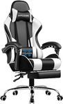 GTPLAYER Gaming Chair,Computer Chair with Footrest and Lumbar Support, Height Adjustable Gaming Chair with 360°-Swivel Seat and Headrest for Office or Gaming White