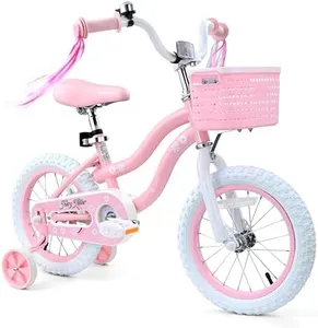 bicystar Girls Bike for Toddlers 2-4 with Training Wheels, Basket, Coaster Brake, Streamers, 14 inch Pink Pedal Bicycle for Kids, Birthday Gift