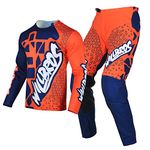 Willbros Motocross Jersey Pants Combo Mens Women Adult MX Gear Set Protective Offroad Dirt Bike Set Riding Racewear Blue Orange (Jersey XL Pants 36)