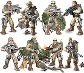 Ulanlan Special Forces Mini Military Action Figure with Weapons and Accessories Building Blocks Playset, 8 PCS 1:36 Scale Army Men Figure, Multiple Movable Joints, Best Gift for Kids 8 9 10