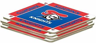 NRL Set of 4 Cork Drinking Coasters - Newcastle Knights