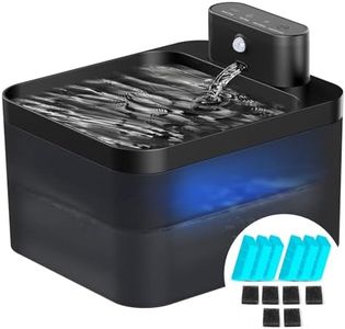 Katzenbrunnen Kabellos, 2.2L Trinkbrunnen Für Katze Kabellos Mit Bewegungsmelder, Katzentrinkbrunnen Leise Wasserpumpe Mit Led, Batteriebetrieben 2600mah mit 6 Kohlefilters + 6 Schwämmes