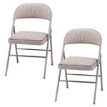 JupiterJX Folding Chairs Set Of 2 Padded Fabric Seat, Heavy Duty Metal Frame Folding Back Rest Chair For Home Office Garden Computer Desk Foldable Chair With Cushioned Pad Seat (Grey, 2 Piece)