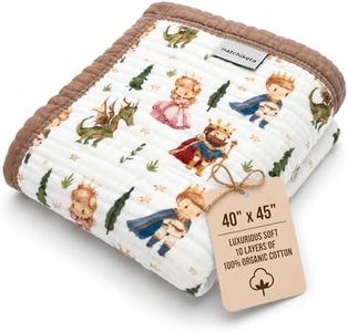 Organic Cotton Muslin Baby Blanket for Boys and Girls - Luxurious Soft Toddler Quilt for Swaddling - Gender Neutral Blanket - Baby and Toddler Gift - Princess Dragon Fairy Tale