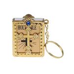 Tebatu Mini English HOLY Bible Keychain Religious Christian Jesus Cross Keyrings Gift Golden