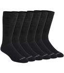 Dickies Men's Dri-Tech Moisture Control Boot-Length Socks, Available in L-XL (6, 12 Pairs), Solid Black (6 Pairs), Large, Solid Black (6 Pairs), Large
