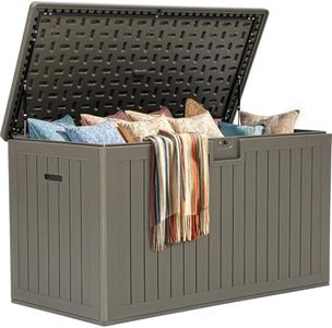 YITAHOME 180 Gallon Extra Large Deck Box, Double-Wall Resin Outdoor Storage Box with Flexible Divider for Patio Cushions Pool Supplies Garden Tools, 990 lbs Load Capacity, Lockable (Light Brown)