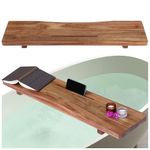 Premium Acacia Wood Bathtub Tray Caddy with Adjustable Legs, Minimalistic Design Bath Tray for Tub, Bathtub Accessories, Fits Most Bath Tubs, Idea for Women