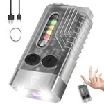 NGOKPYD V10 Small Powerful Flashlight Led Super Bright 1000 Lumen with 365nm UV Black Light,USB C Rechargeable Keyring Torches, Red and Blue Flash Light Buzzer, Magnet,12 Modes, IPX4 Mini Pocket Torch