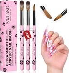 SAVILAND 3PCS Ultra Smooth Acrylic Nail Brush: Size 8/10/14 Pink Leopard Print Handle Professional Acrylic Brushes for 3D Nail Carving & Nail Extension Salon Home DIY