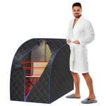 SereneLife Portable Infrared Sauna Box, 96.5cm x 81cm Personal Tent with Remote, Indoor Spa Relaxation Pod, Portable Steam for Tiny Homes, Outdoor or Indoor Use, Black