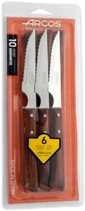 Arcos Jeu de 6 Couteaux à Steak - Lame Perlée en Acier Inoxydable. Manche en Bois de Hêtre. Série Table