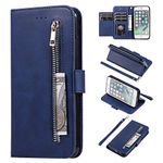 EYZUTAK Wallet Case for iPhone 6 iPhone 6S, 5 Card Slots Magnetic Closure Zipper Pocket Handbag PU Leather Flip Case with Wrist Strap TPU Kickstand Cover for iPhone 6/6S - Blue