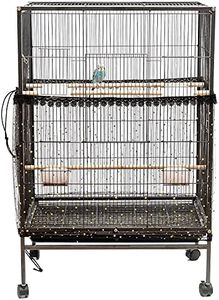 Perfitel Universal Birdcage Cover Seed Catcher Parrot Birdcage Nylon Mesh Guard Netting with lace (Not Included Birdcage,1 Piece) (100 x 18 inch, Black)