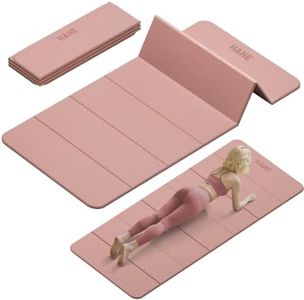 Foldable Yoga Mat, 74"Lx32"Wx1/3"Thick, Folding Exercise Mat, Non-slip Wide Pilates Mats for Home Workout/Travel, Portable Yoga Mat Thick for Yoga/Pilates/Camping/Floor Exercises (Bright Pink)