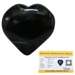 Certified Black Obsidian Crystal Heart Palm Pebbles Stones for Anxiety Stress Relief Massage - AAA Grade Original Healing Gemstone Agate Heart Palm Stone for Yoga Meditation Spiritual