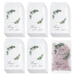 BOFUNX 50Pcs Wedding Confetti Glassine Bags Translucent Glassine Envelopes Paper Confetti Bags with Self Adhesive Tapes for Wedding Favor Flowers Sweets (Green Leaves)