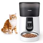 Automatic Cat Feeders, Katalic Clog-Free 4L Cat Food Dispenser with Sliding Lock Lid Storage Timed Feeder for Cat and Dogs with Voice Recorder, Programmable Meal & Portion (White)