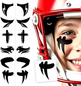 Cerlaza Baseball Accessories, 48 Pairs Eye Black Stickers Smudgeproof, Individually Wrapped Eye Black Tattoos for Football Soccer, Game Day Party Sports Eyeblack (Mixed Pattern, Kids)