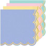 amscan 51777704 Spring Pastel Scalloped Party Napkins | 16 ct, Multicolor