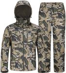 UIIHUNT Hunting Clothes for Men with Fleece Lining: Safety Strap Compatible Water Resistant Silent Hunting Jacket and Pants, Tree Camo, Large