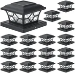 APONUO 4x4 Solar Post Cap Lights 16 Pack - 6x6 Post Cap Solar Light, 2-Mode, IP64 Waterproof, Post Lights Solar Powered for 4x4 5x5 6x6 Wood/Vinyl Posts, Black