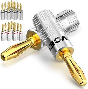 VCELINK Speaker Banana Plugs 12 Pairs/24 Pcs, 24K Gold Plated Dual-Screw Type Speaker Connector for Speaker Wire, Home Theater, Wall Plate, Audio/Video Receiver and Sound Systems (Red+Black)