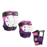 80Six Multi-Sport Pad Set - Knee Pads, Wristguards, Elbow Pads, Full Protective Gear for Kids, for BMX, Cycling, Inline Skating, Skate, Roller Skates, Skateboard Accessories (Pink Purple, Ages 8+)