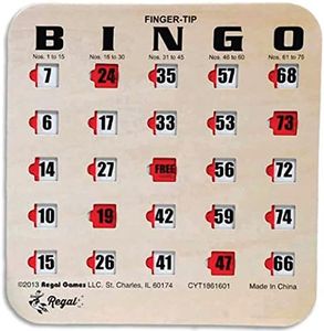 Regal Bingo Finger-Tip Shutter Bingo Cards with Sliding Windows - 25 Bingo Shutter Cards - Ideal for Family Fun Night - No Chips & Daubers Needed - Woodgrain