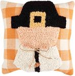 Mud Pie Thanksgiving Mini Pillow, 8" x 8", Pilgrim