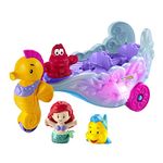 Fisher-Price Little People Toddler Toy Disney Princess Ariel's Light-Up Sea Carriage Musical Vehicle with 2 Figures for Ages 18+ Months