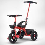 Baybee Trilo 2 in 1 Baby Tricycle for Kids, Smart Kids Tricycle with Parental Push Handle, Eva Wheels, Bell, Footrest & Baskets | Kids Cycle Trikes | Baby Cycle for Kids 2 to 5 Years Boys Girls (Red)