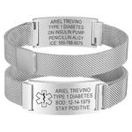 Personalised Medical Alert Bracelet for Men - Free Engraved Adjustable Stainless Steel Medical ID Wristband Cuatomised Medic Alert Emergency Bracelets for Diabetics Asthma Epilepsy Blood Thinner